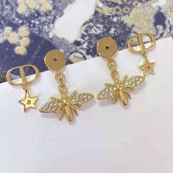 

earrings fashion luxury designer jewelry d's inlaid / bee star, Red;brown