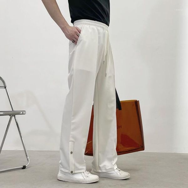 

men's pants formal dress suit korean fashion casual loose straight-leg men wide-leg trousers, Black