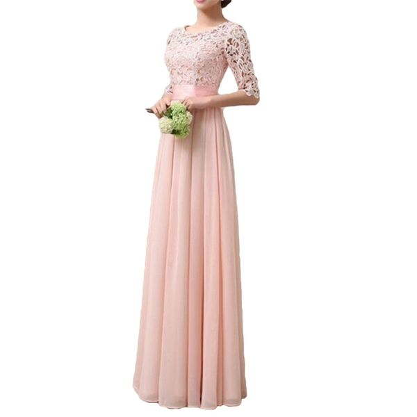 

womens party long lace chiffon gown elegant princess dress plus size 5xl half sleeve ladies vestidos longo robe femme, Black;gray