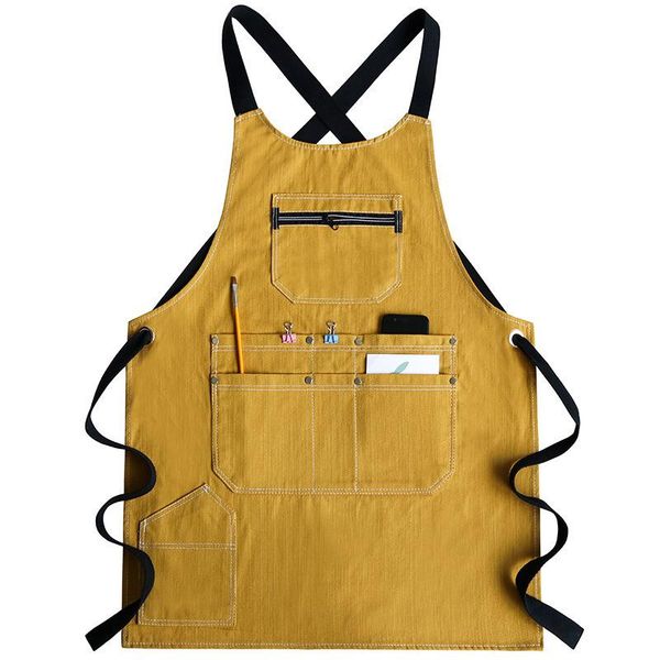 

aprons solid canvas pocket hairdresser chef pinafore cafe baking bibs house cleaning cooking painting women apron kitchen accessories