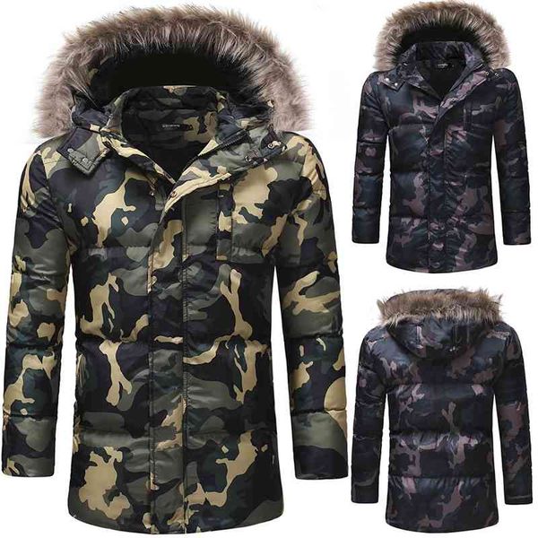 

men's fashion thickened down cotton camouflage casual jacket 3813, Black