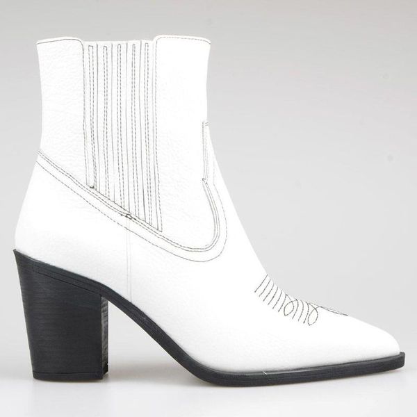 

boots footcourt- white genuine western cowboy ankle for women black sewing winter pointed toe cowgirl motorcycle