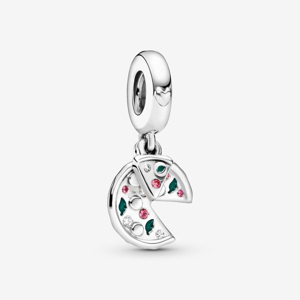 100% 925 Ayar Gümüş Pizza Aşk Dangle Charm Fit Orijinal Avrupa Charms Bilezik Moda Düğün Takı Aksesuarları