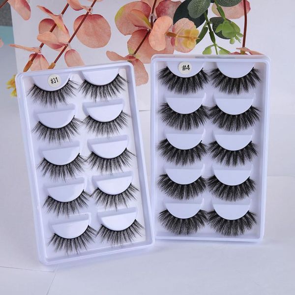 

false eyelashes wholesale 1set/5pair bulk faux mink lashes natural look wispy fluffy beauty makeup fake