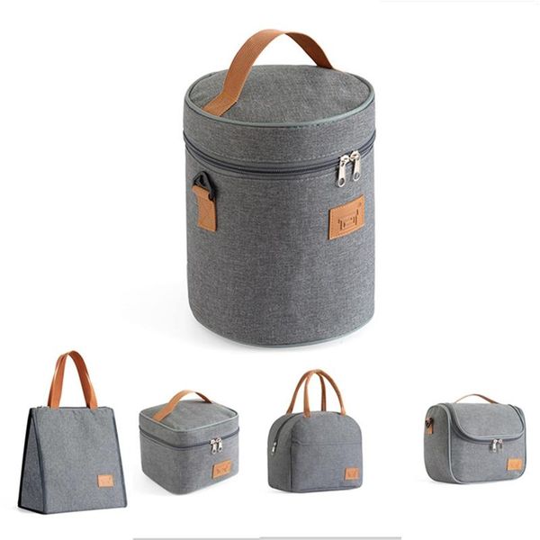 

lunch bag, portable multifunctional large capacity thermal bag insulated box, gray dinnerware sets