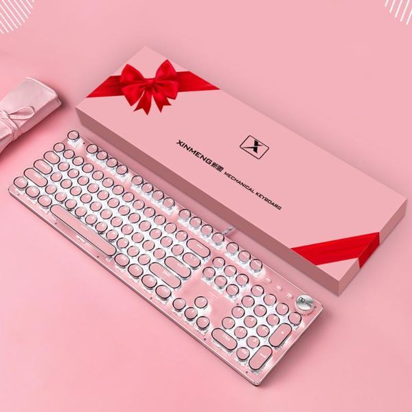

creative retro punk mechanical lipstick metal round key computer keyboard mouse keyboards
