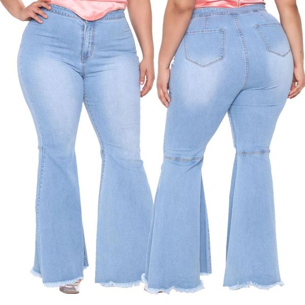 

women's jeans plus size 4xl 5xl flare boyfriend for women skinny high waist woman denim bodycon pants fall clothes y2k trousers, Blue