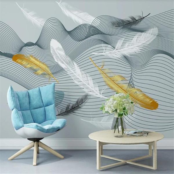 

wallpapers milofi custom 3d wallpaper mural nordic minimalist abstract lines light luxury feather living room background wall decoration pa