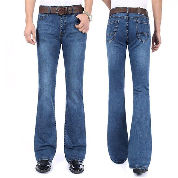 

men's pants japanese and korean casual flared jeans long high-waisted spring, Black