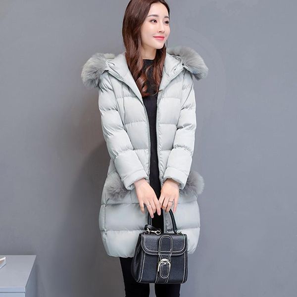 

women's trench coats 2021 winter women parkas slim large size temperament warm cotton coat solid color hooded fur collar tide brand qq3, Tan;black