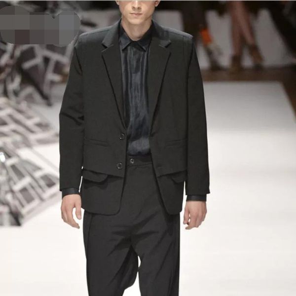 

men's suits & blazers casual suit, high street wind work clothes, european and american big black japanese retro coat, White;black