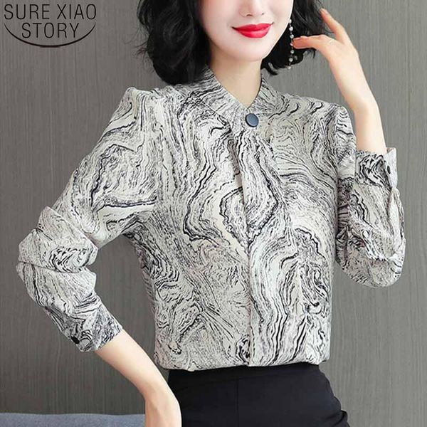 

elegant ladies fashion print shirts women pullover autumn 2021 long sleeve blouses office lady loose blusas mujer 10464 women's, White