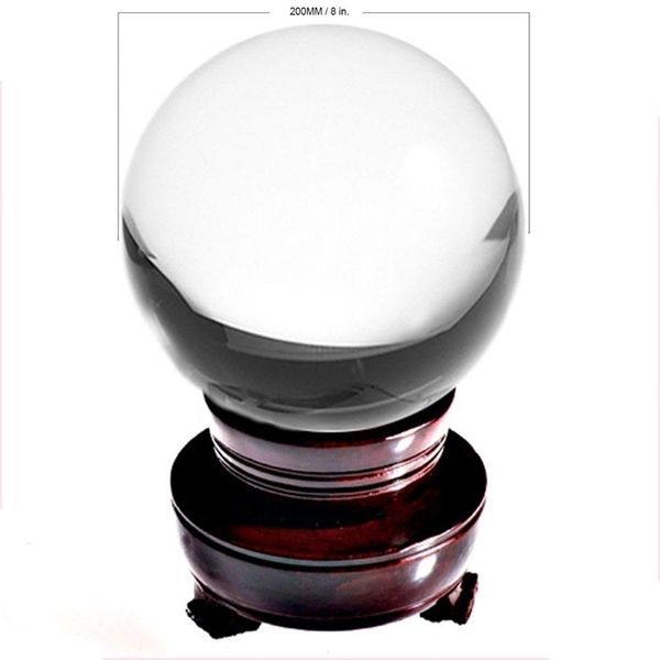 Navio dos EUA 200mm Rare Clear Asiático Quartzo Feng Bola De Cristal Esfera Esfera De Moda Mesa Decoração Boa Sorte Bola 210318