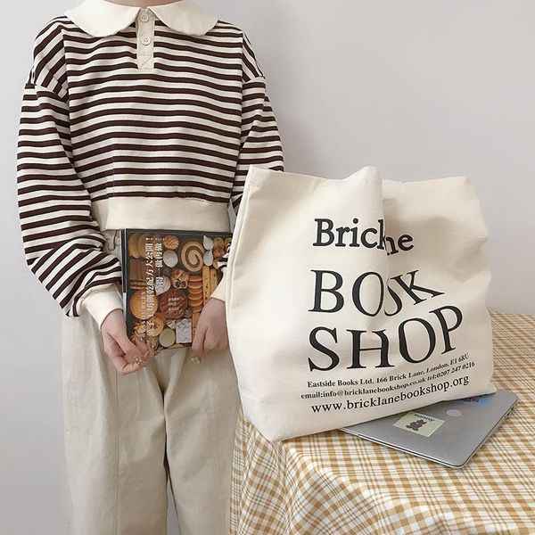 

evening bags 2021 letter print large-capacity canvas women handbags schoolbag shopping bag travel shoulder sac femme purse