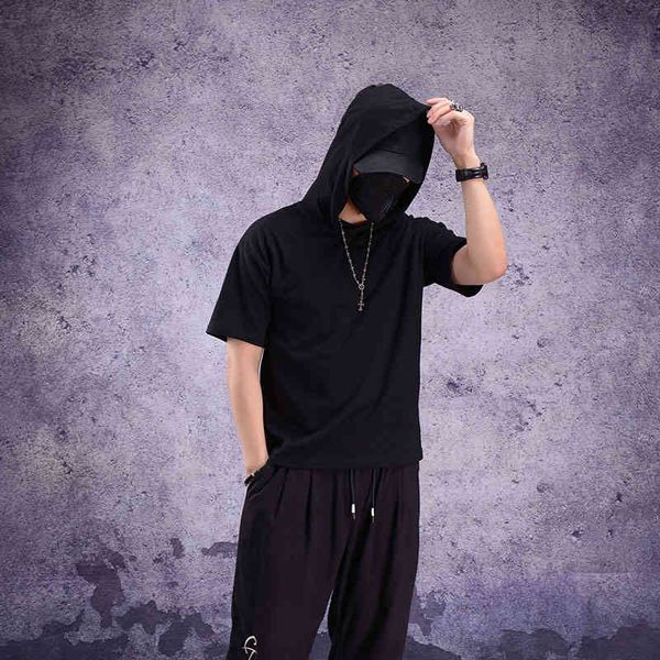

spring summer hip-hop big size silhouette hoodie long and medium sleeve sweater short male fashion ha h9he, White;black