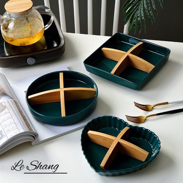 

kitchen storage & organization green ceramic dried fruit dish steak plate nordic style tableware bowl ins dinner dinnerware set soup mi