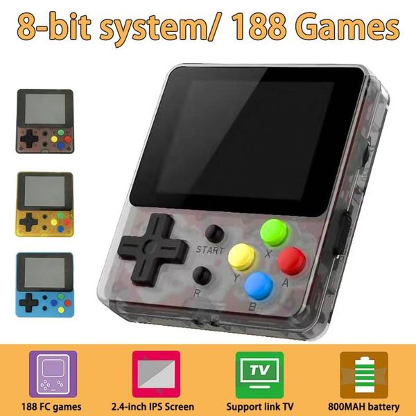

8-bit system handheld game console, portable video 2.4 inch hd screen 188 ,retro console can play on tv players