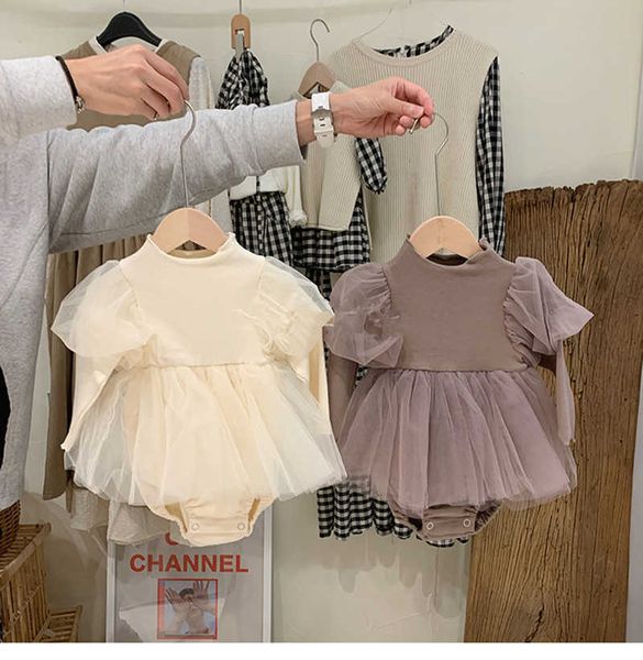 Born Baby Girls Vestiti Tutu Gonna Gonna Rompere Principessa Coreana Principessa Onesie Vestito per Piccolo bambino Infant Ins Abbigliamento con fascia 210529