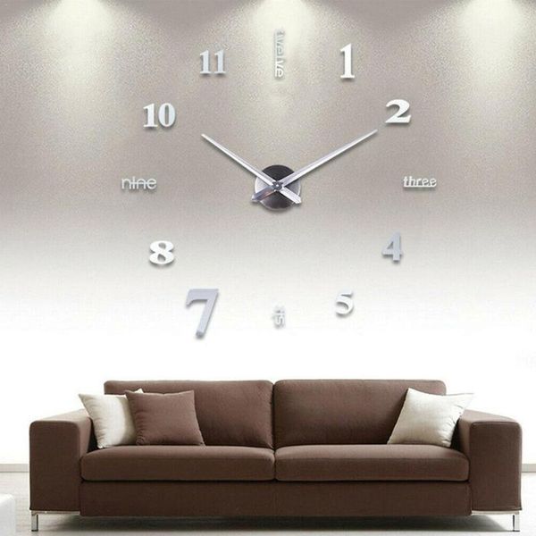 

wall clocks diy mirror clock sticker acrylic 3d roman numbers room for living home decals watch office art k3f4