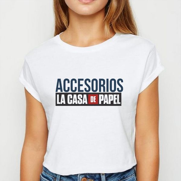 

accesorios la casa de and mens t shirt women papel persionalized ladies girls harajuku spring summer vintage loose o collar, White;black