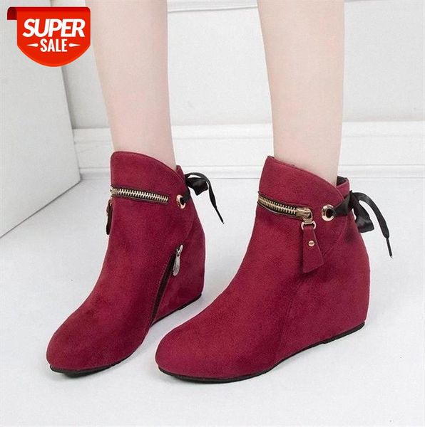 

2020 new boots women ankle boots for women wedges winter shoes zipper casual size 35-43 botas mujer #v450