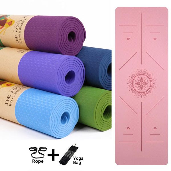 

yoga mat 1830*590*6mm mats position line non slip beginner environmental fitness gymnastics exercise