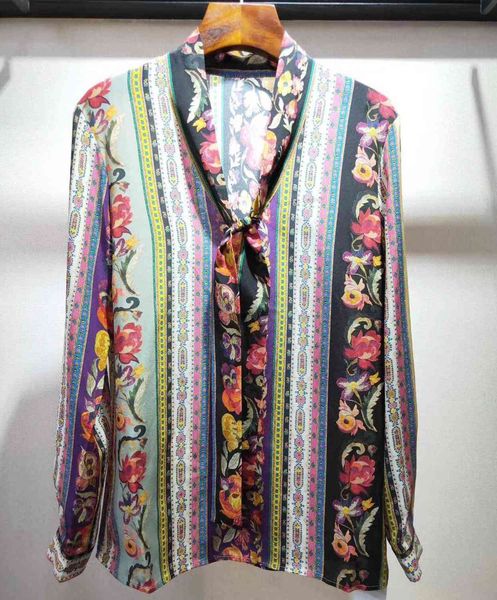 

women's blouses & shirts fancy ol'elegant bowtie 2021 autumn designer of floral women printing c415, White
