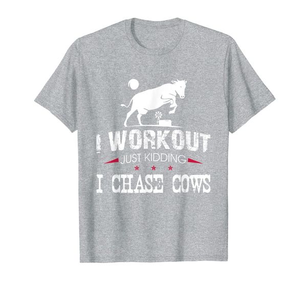 

i workout just kidding chase cows cattle farmer shirt, White;black