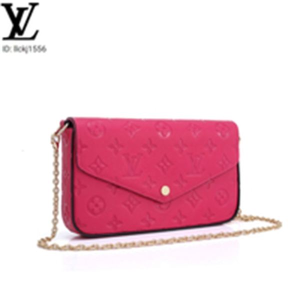 

bags luxury lfvq m64099 fuchsia cowhide embossed chain wallet women handbags iconic brand handles shoulder bags totes cross designer bod, Red;black