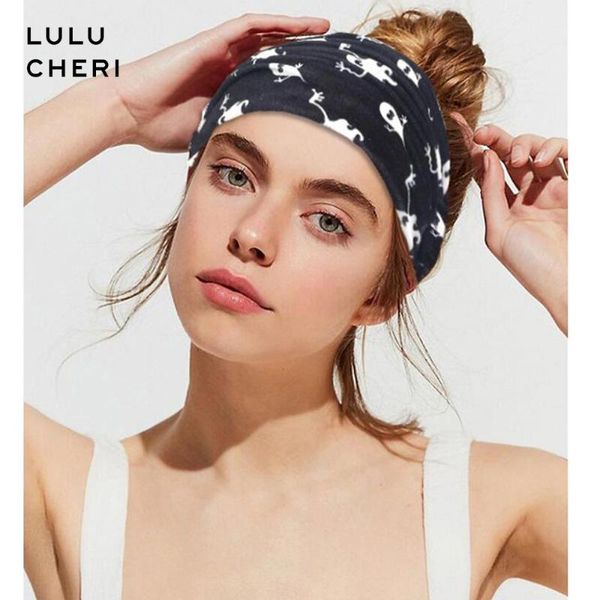 

women printed yoga headbands skull sea fish flowers pattern hair bands elastic cross turban bandage bandanas stretch head wraps