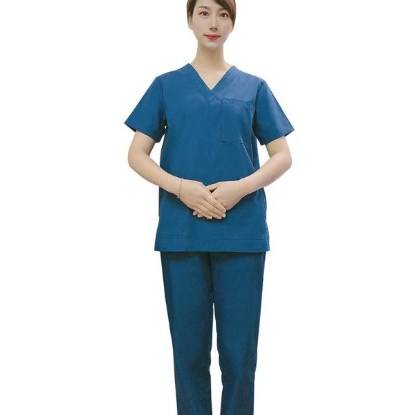 

women's tracksuits uniform scrub suits v neck nurses clothes for uses women, Gray