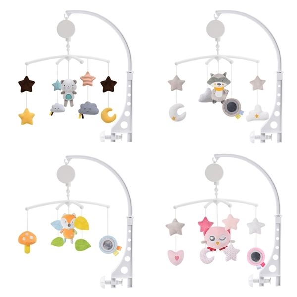 Sonagli per bambini Giocattoli per bambini 0-12 mesi Titolare Rotante Peluche Animale Dolce Culla Soft Wind Bell Music Box Mobile to Bed Sonaglio neonato 210320