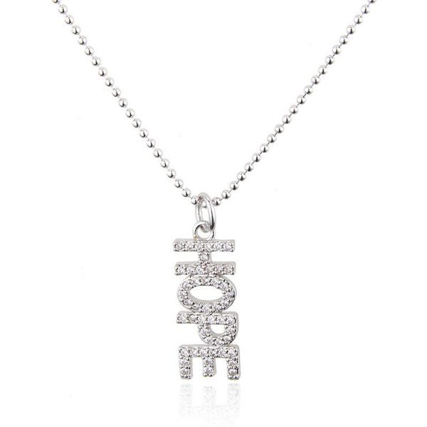 

pendant necklaces simple cubic zirconia hope letter necklace gold silver color clavicle chains for women female jewelry gifts