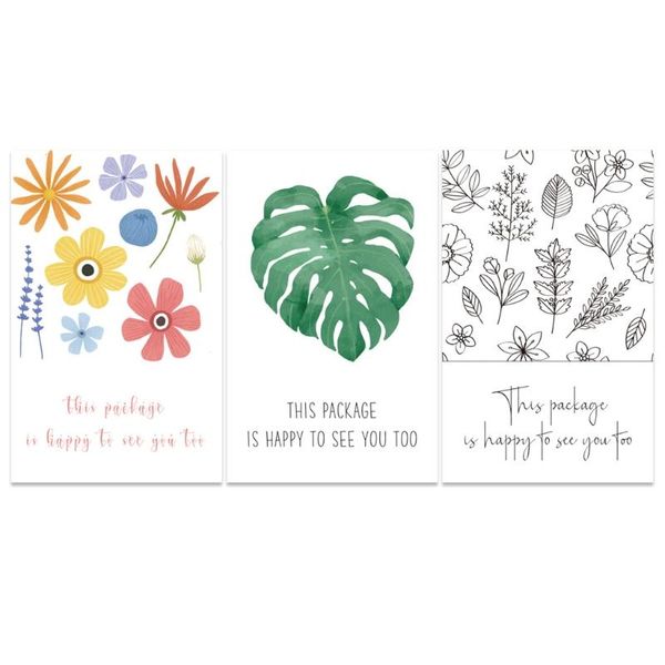 

wall stickers 50pcs/pack colorful floral leaf rectangle this package is happy to see you too letters seal labels with self adhesive
