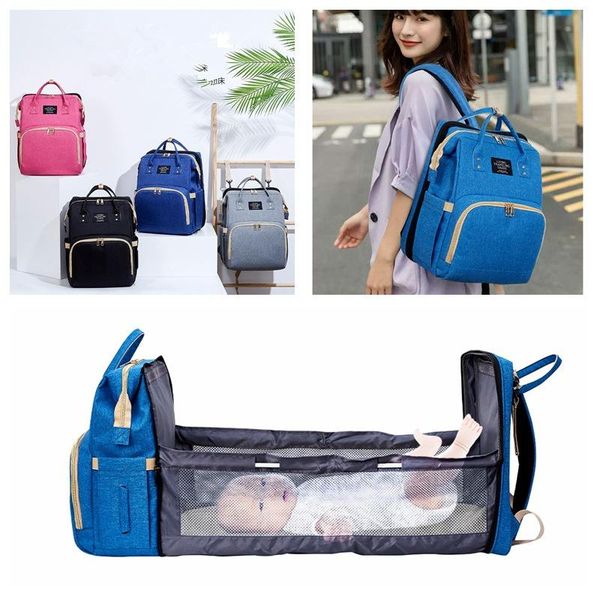 

diaper bags multi-function baby backpack oxford cloth stroller nappy maternity bag large capacity travel folding bed mommy crib pack