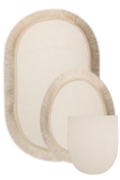 

bonny home eko fringed cream pcs set bath mat toilet seat team mats