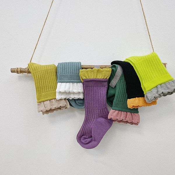 

socks 3 pairs baby boys girls winter kids cartoon lace spring autumn cotton breathable vintage princess, Pink;yellow