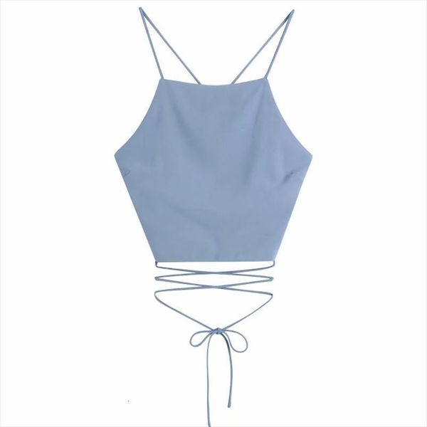 

summer backless suspender womens cami t shirt casual short sling t1398, White