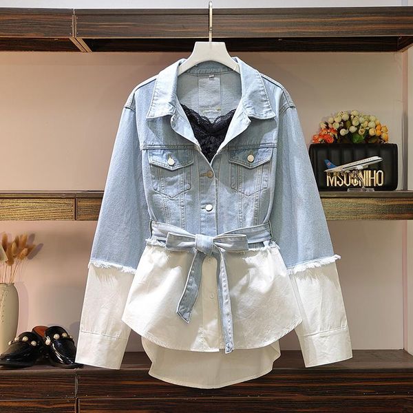 

plus size fashion womens strapless women shirts denim shirt with cowboy coat without 9220 women's blouses &, White