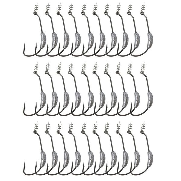 

with spring lock pin crank hook fishhook barbed weighted 30 Â° curvature plastic worm swimbait fishing hooks