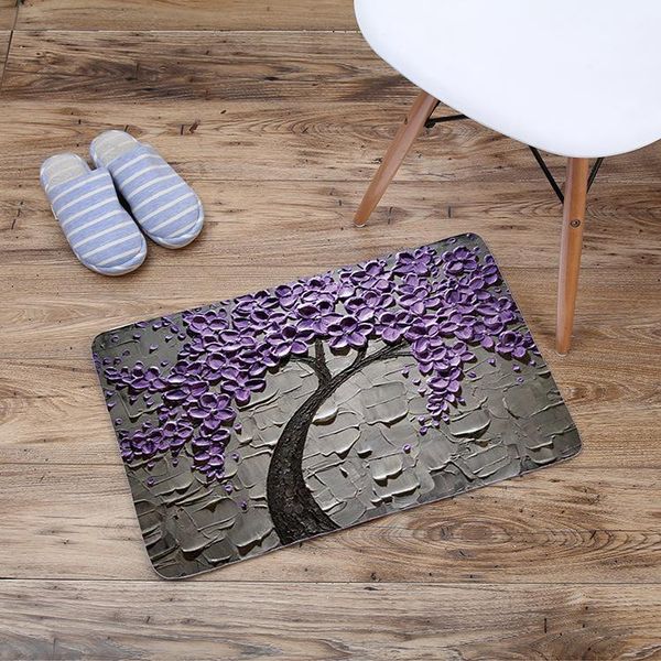 

entrance door mat foot bathroom anti-slip oil painting tree toilet floor bedroom living room carpet carpets