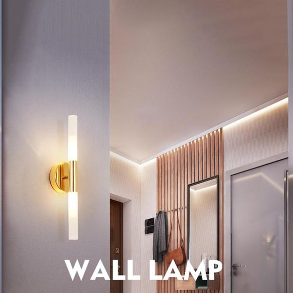 

wall lamp modern led metal tube pipe up down light sconce bedroom foyer washroom living room toilet bathroom