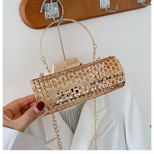 

evening bags fashion hollow women handle bag solid color plaid shoulder flower messenger iron ladies handbag bling purse