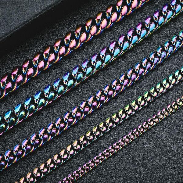 

chains iced out hip hop cuban curb link chain mens punk jewelry necklace or bracelet irainbow bracelets jewelrys gifts, Silver