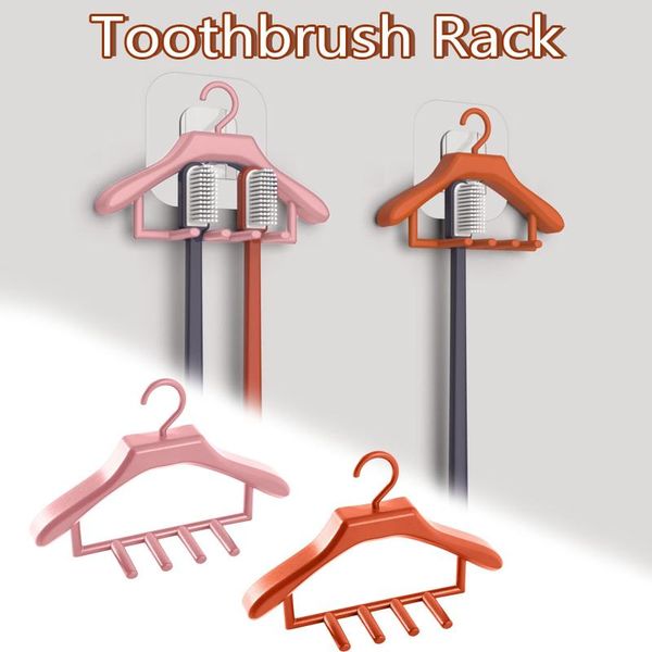 

1pc clothes hanger shape toothbrush holder toilet punch-rack hangers & racks