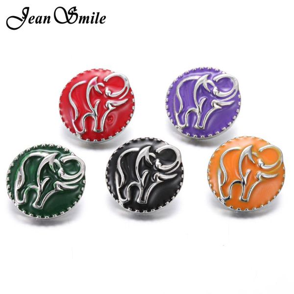 

charm bracelets 10pcs/lot est trendy 18mm metal snap buttons painting oil elephant jewelry fit biuttons bangle, Golden;silver