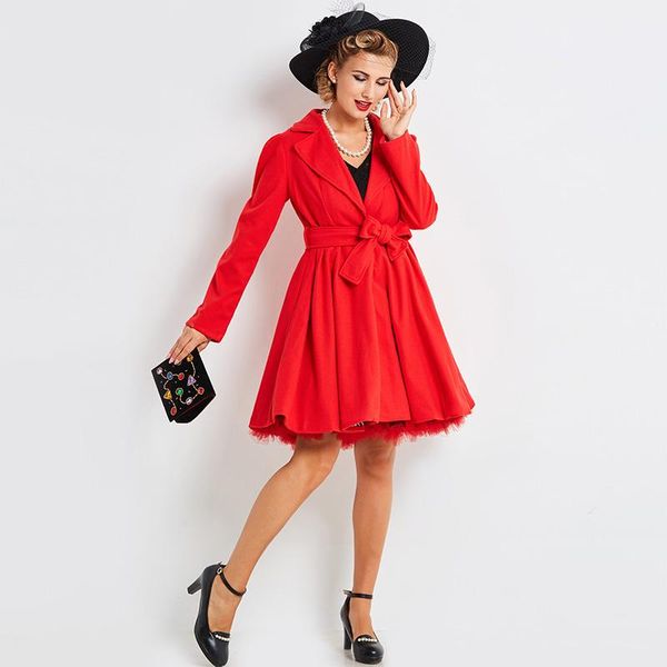 

women's trench coats nice elegant red thick wool parkas fall winter female blends parka overcoat women turn down collar belt, Tan;black