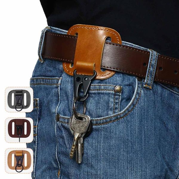 

vintage men mini waist bag key male genuine leather pouch case for home car hook holder belt bags