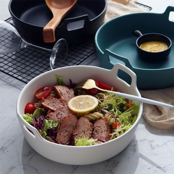 

bowls japanese large creative soup noodle dessert bowl home fruit plate ceramic deep dish with handle household tableware baking