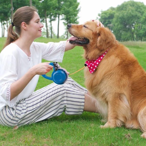 

dog collars & leashes 6.8ft anti-slip pet leash handle nylon small medium large retractable strong one-handed brake lock supplies